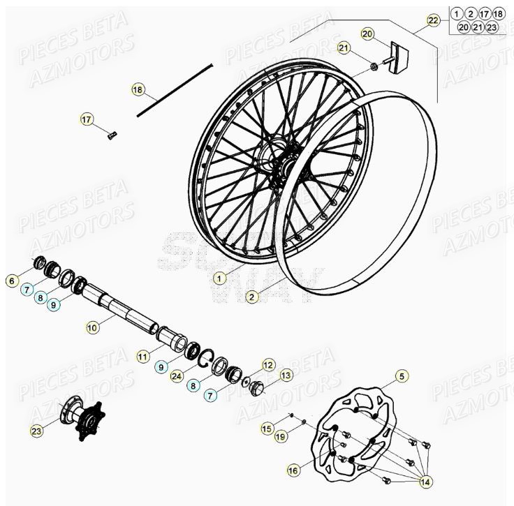 ROUE AVANT pour RR 125 2T 22