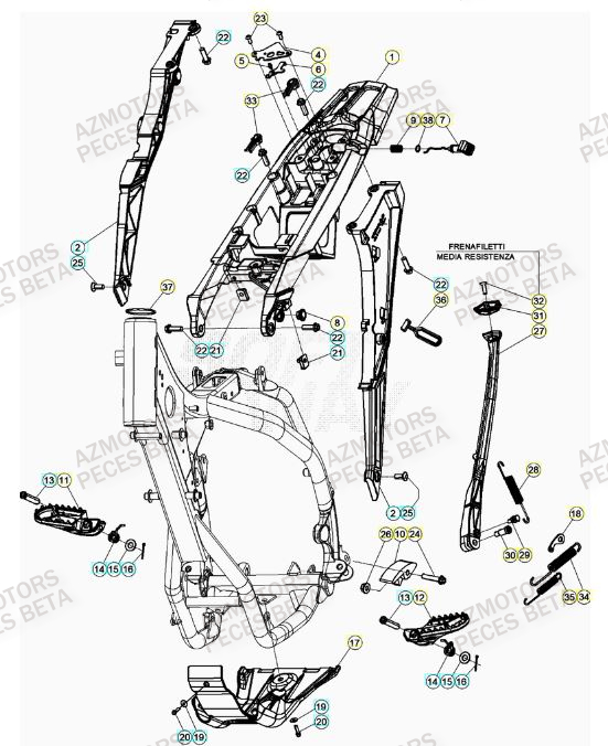 Accessoires Du Chassis BETA Pièces RR 125 2T - 2023