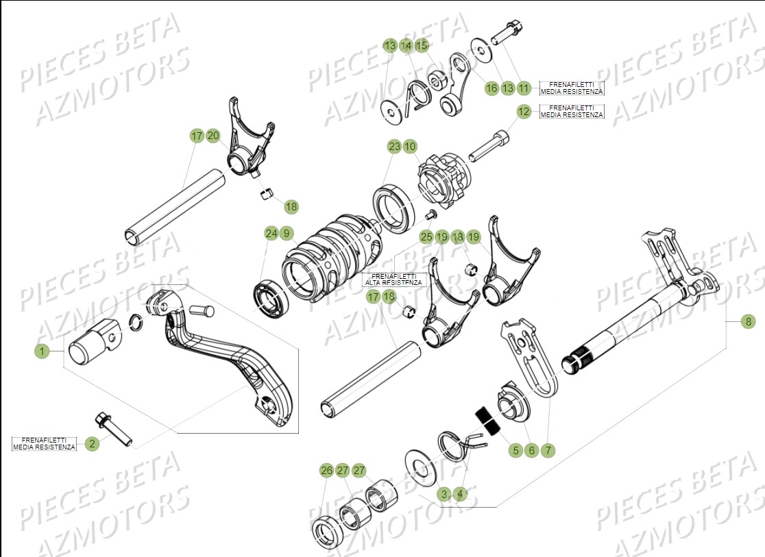 COMMANDE_BOITE_A_VITESSES BETA Pièces BETA RR 125 2T MY2018 