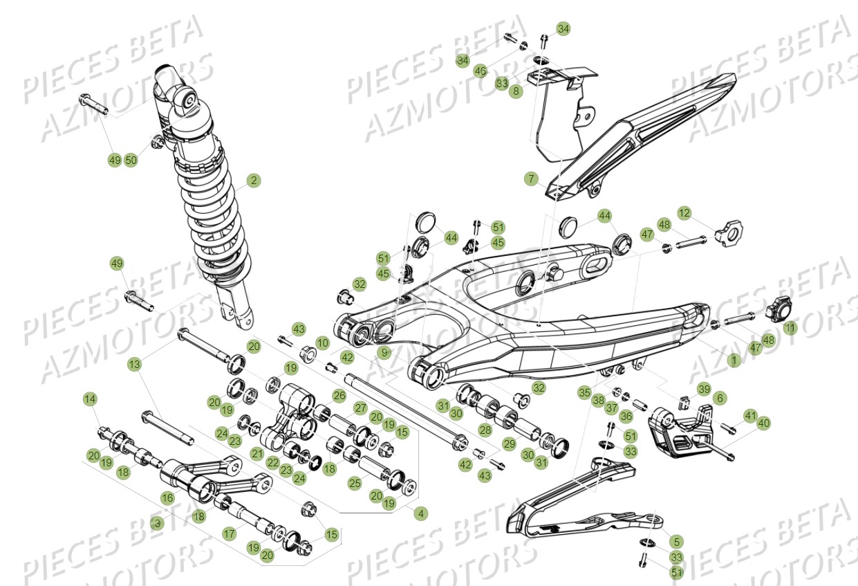 Fourche Suspension Arriere BETA Pièces Beta RR 125 2T - 2018
