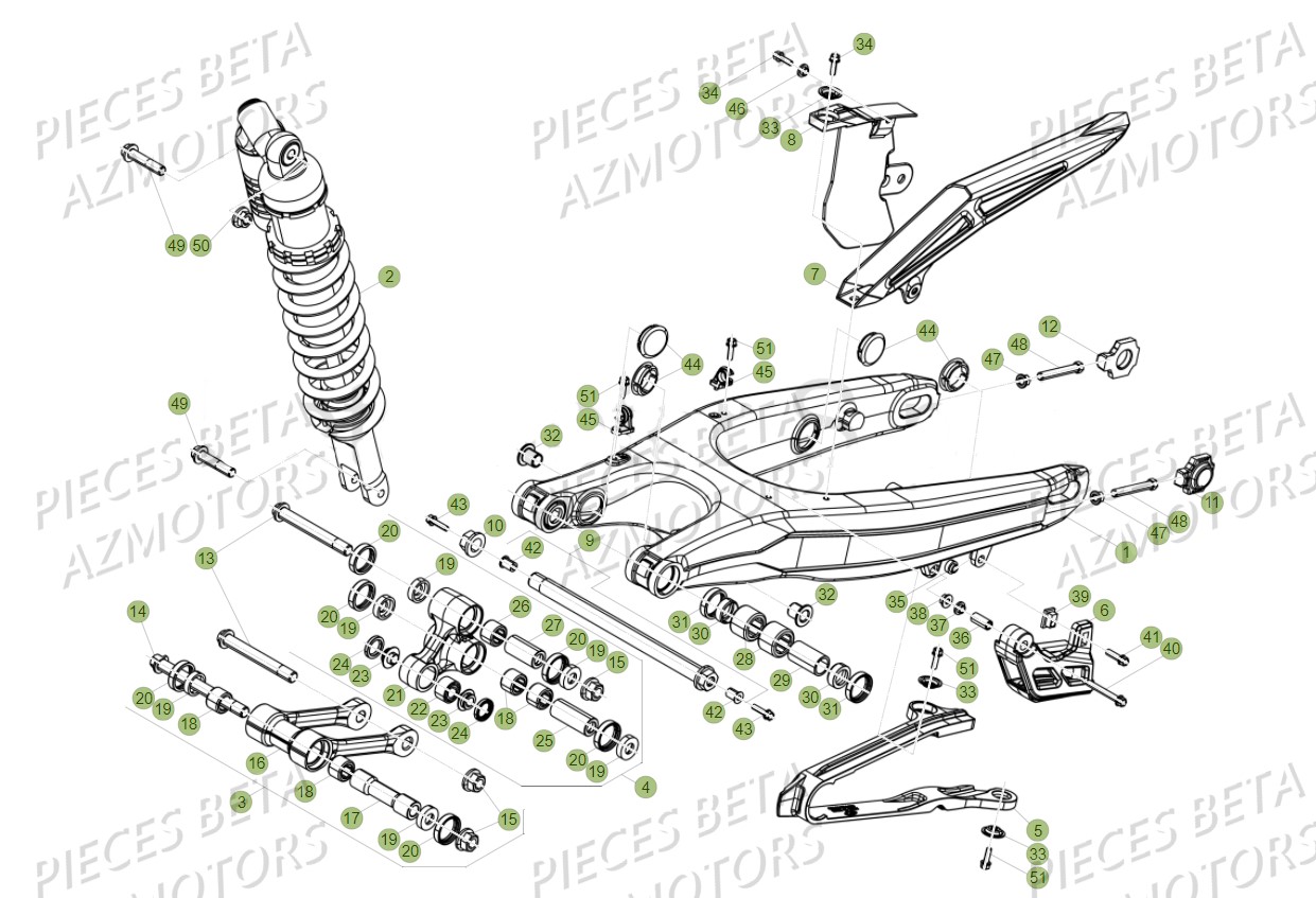 FOURCHE SUSPENSION ARRIERE pour RR 125 2T MY18