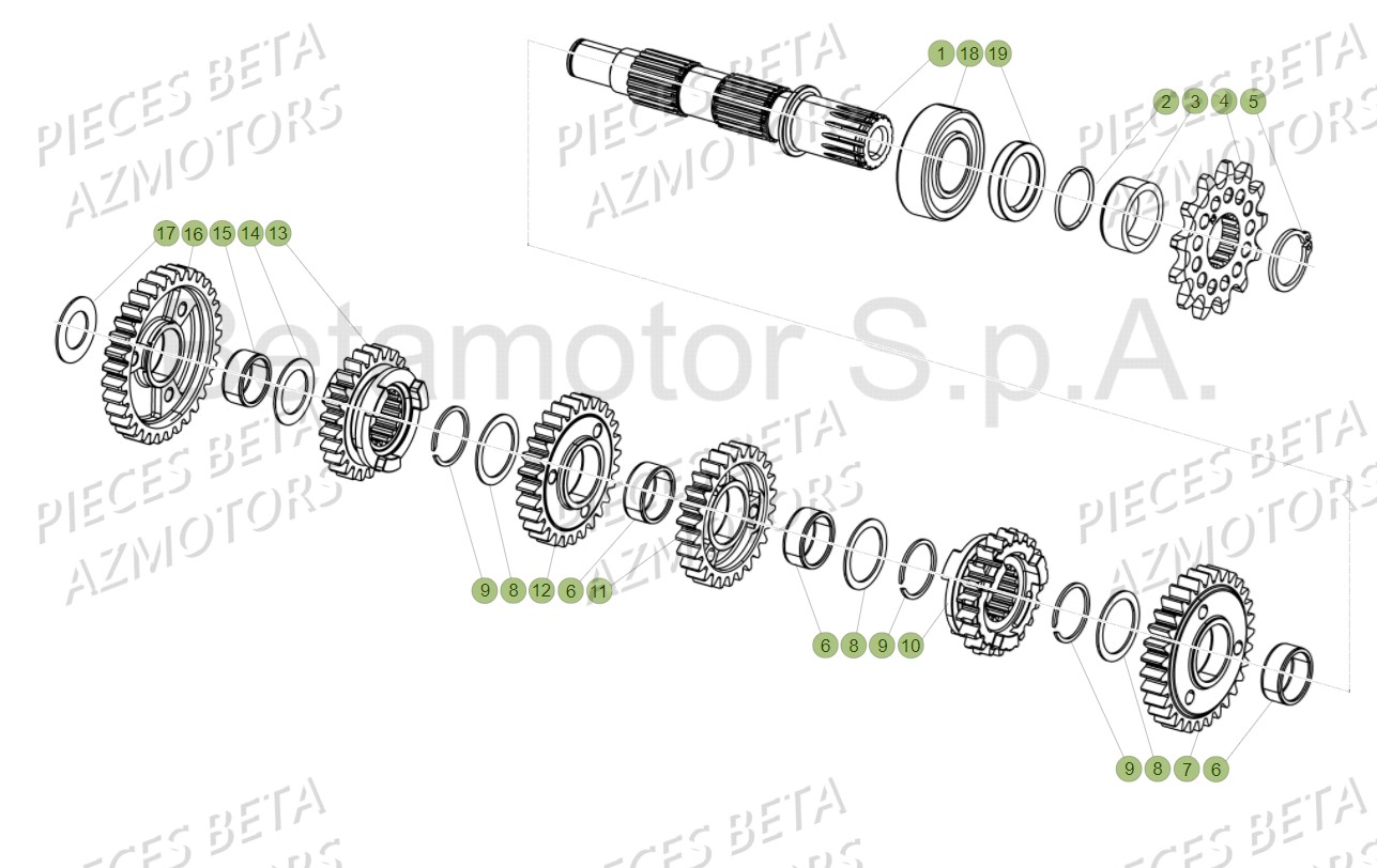 PIGNON DE TRANSMISSION SECONDA IRE BETA pour TRANSMISSION de RR 125 2T MY18