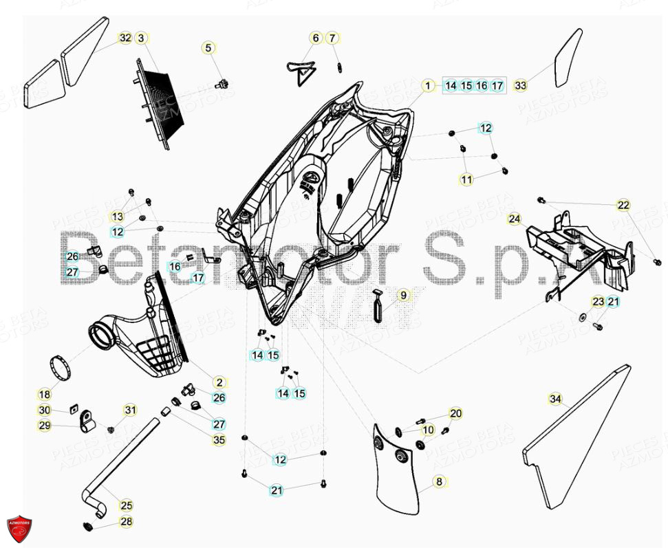 Boitier Du Filtre A Air BETA Pièces Beta ENDURO RR 125 4T LC - 2019