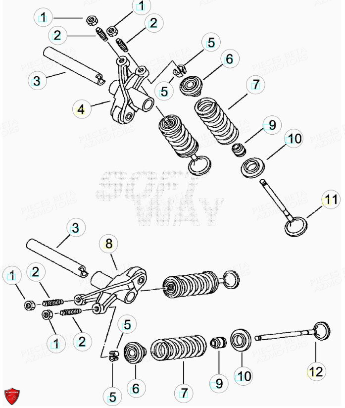 Cylindre Culasse Soupapes BETA Pièces Beta ENDURO RR 125 4T LC - 2019