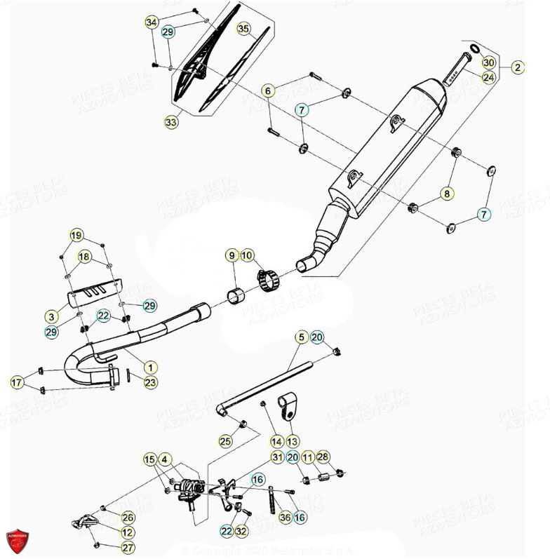 Echappement BETA Pièces Beta ENDURO RR 125 4T LC - 2019