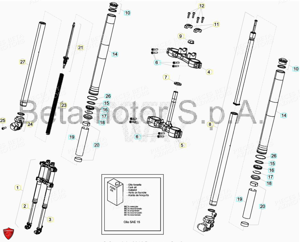 Fourche BETA Pièces Beta ENDURO RR 125 4T LC - 2019