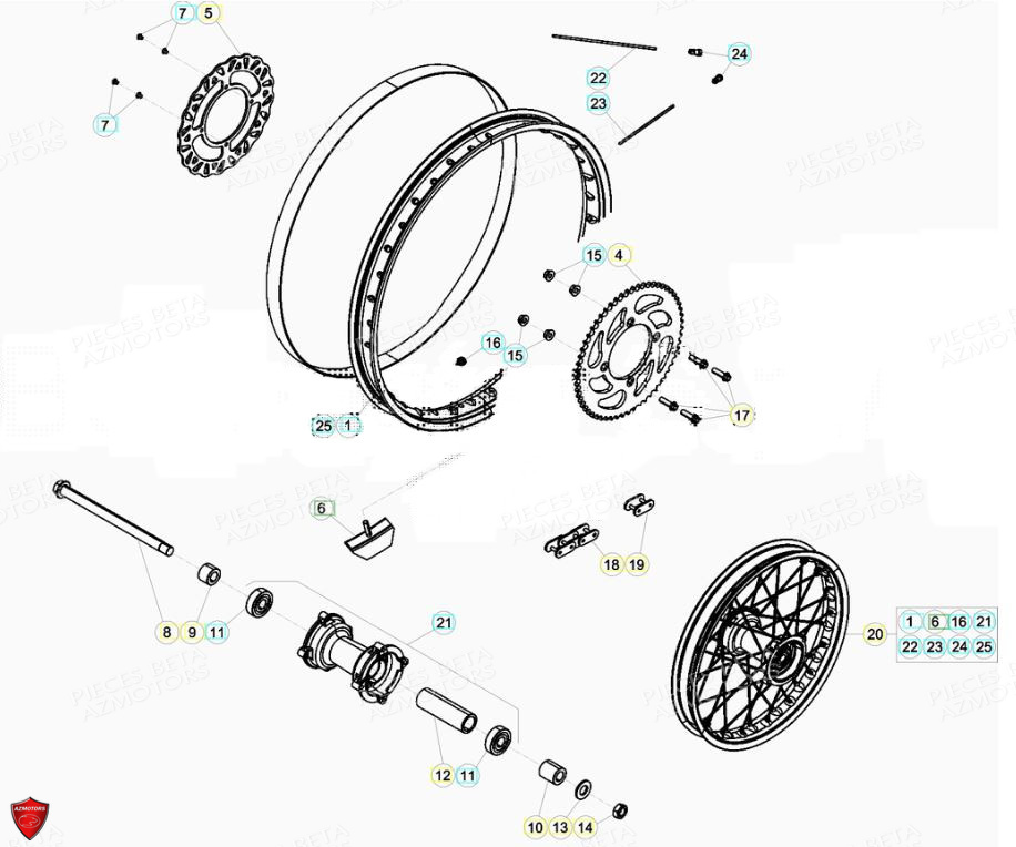 Roue Arriere BETA Pièces Beta ENDURO RR 125 4T LC - 2019