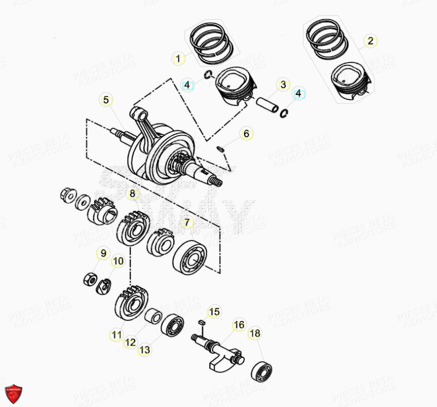 Vilebrequin Piston Contre Arbre BETA Pièces Beta ENDURO RR 125 4T LC - 2019