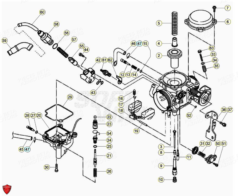 Carburateur Detail BETA Pièces Beta ENDURO RR 125 4T LC - 2020