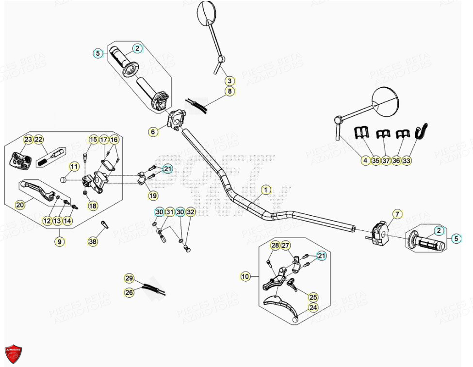 Commandes Guidon BETA Pièces Beta ENDURO RR 125 4T LC - 2020