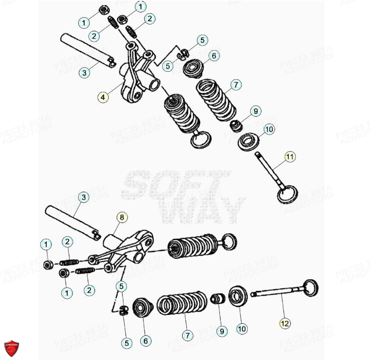 Cylindre Culasse Soupapes BETA Pièces Beta ENDURO RR 125 4T LC - 2020