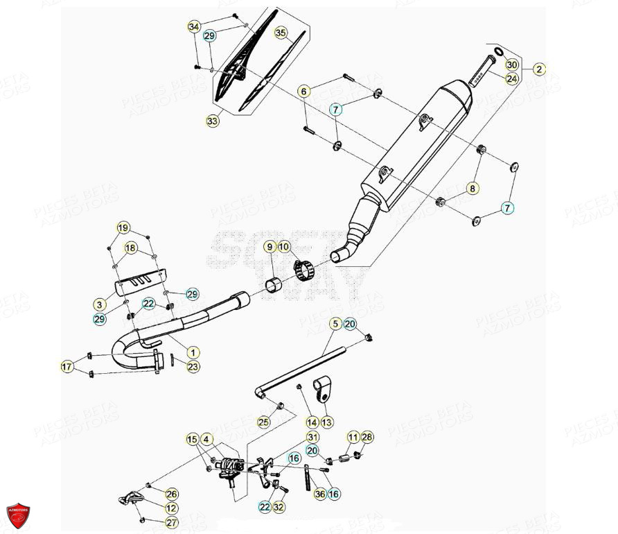 Echappement BETA Pièces Beta ENDURO RR 125 4T LC - 2020