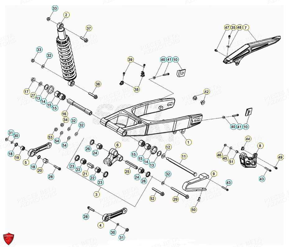 FOUCHE ARRIERE-SUSPENSION ARRIERE pour RR 125 4T LC 2020