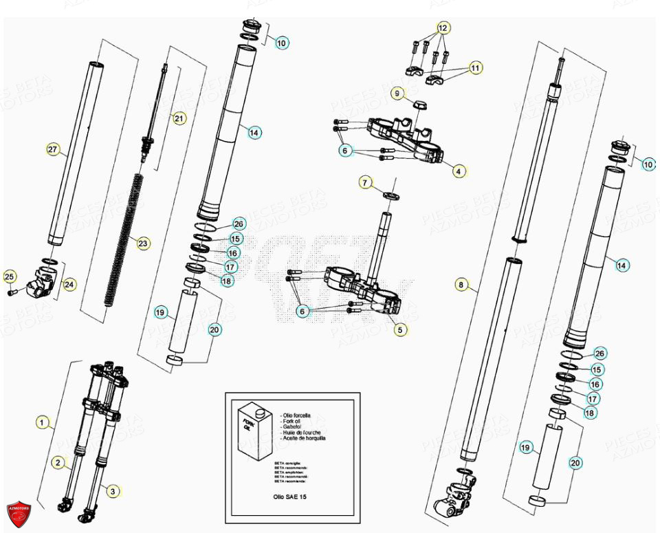 Fourche BETA Pièces Beta ENDURO RR 125 4T LC - 2020