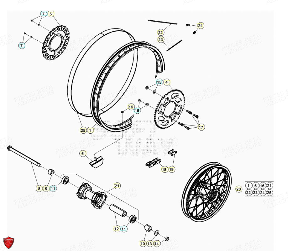 Roue Arriere BETA Pièces Beta ENDURO RR 125 4T LC - 2020