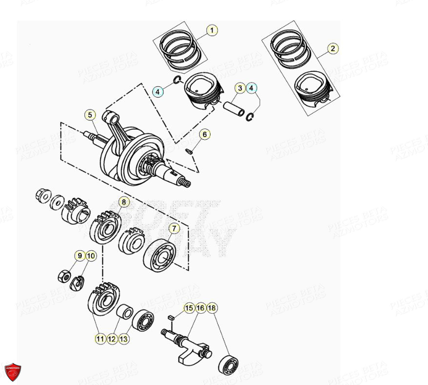 Vilebrequin Piston Contre Arbre BETA Pièces Beta ENDURO RR 125 4T LC - 2020