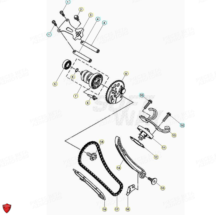 Cylindre Culasse Distribution BETA Pièces Beta ENDURO RR 125 4T LC - 2021-2022