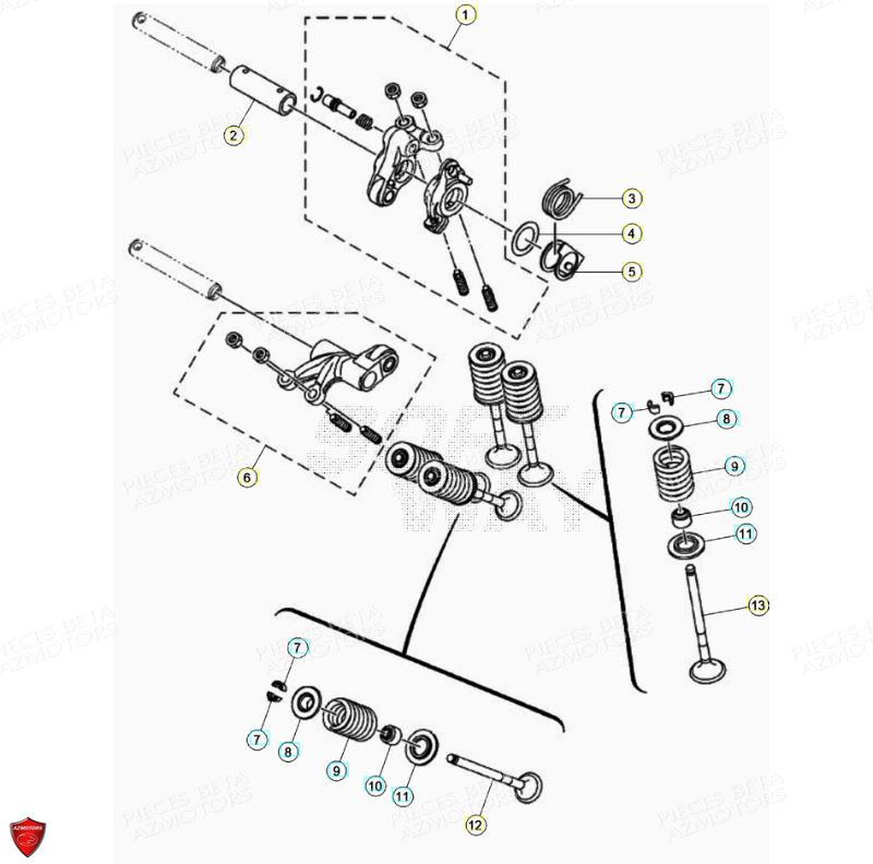 Cylindre Culasse Soupapes BETA Pièces Beta ENDURO RR 125 4T LC - 2021-2022