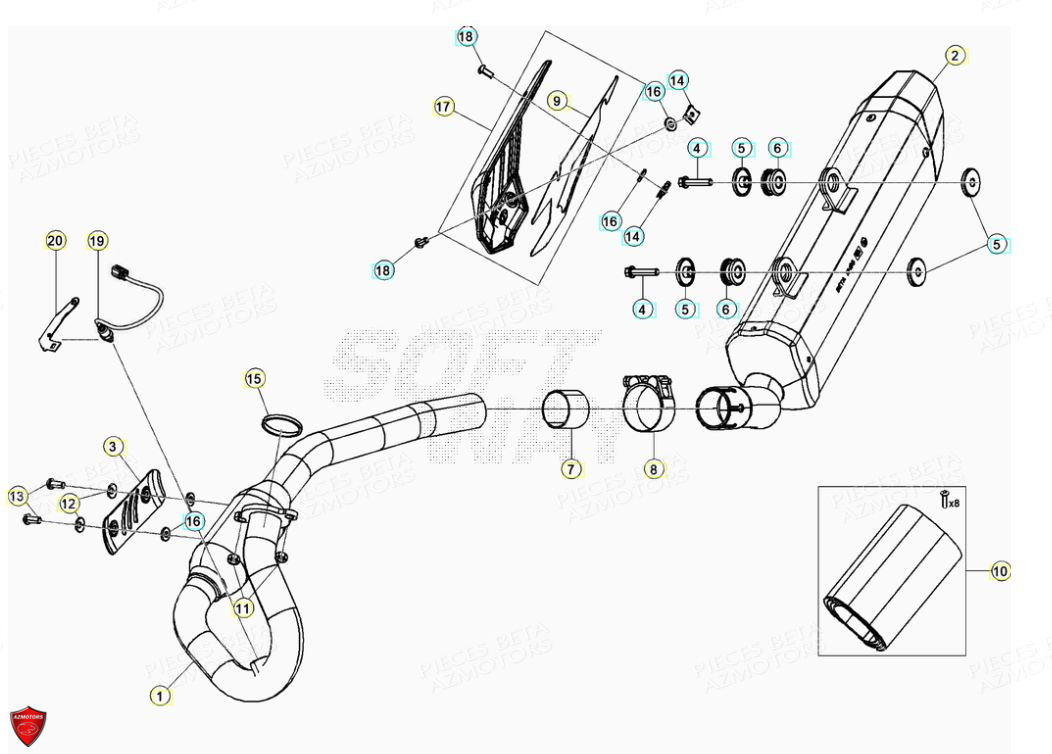 Echappement BETA Pièces Beta ENDURO RR 125 4T LC - 2021-2022