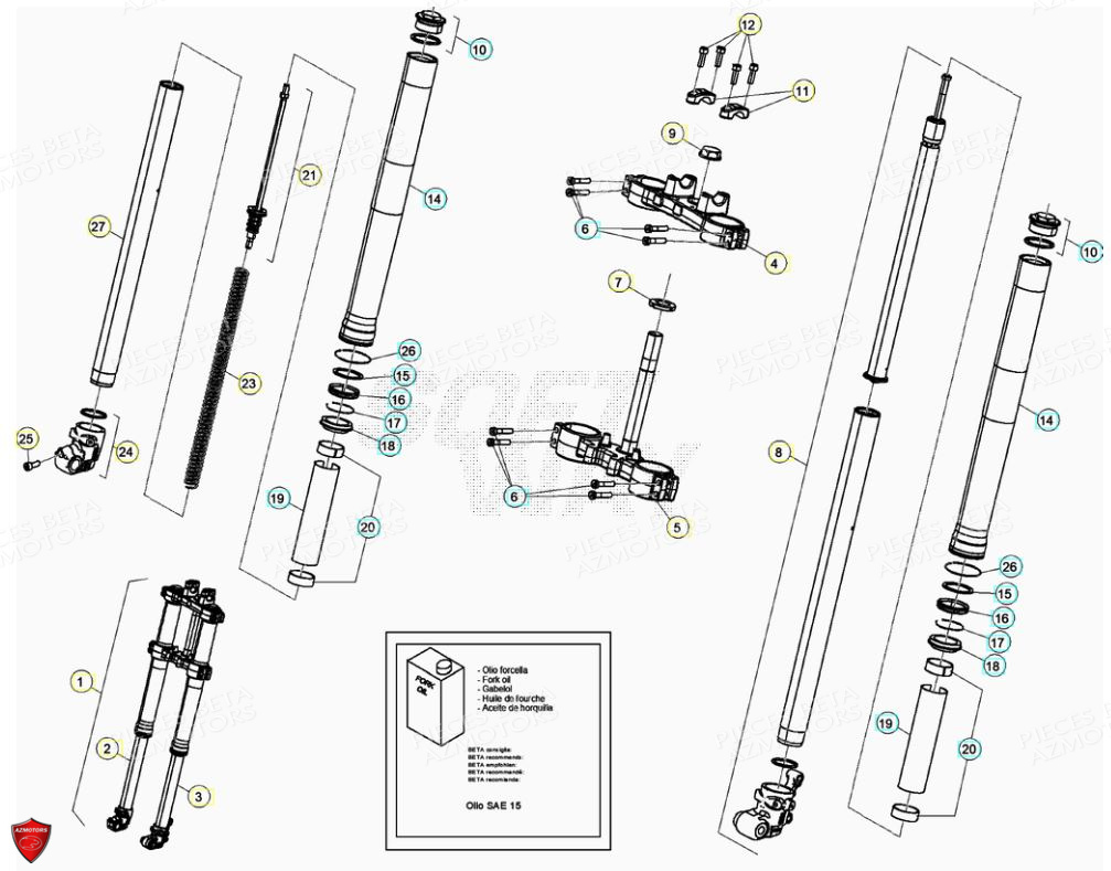 Fourche BETA Pièces Beta ENDURO RR 125 4T LC - 2021-2022