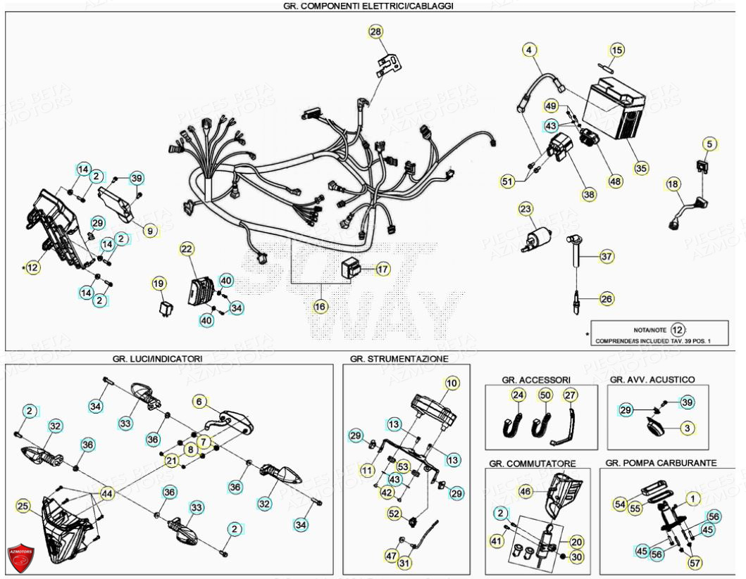 INSTALLATION_ELECTRIQUE BETA Pièces Beta ENDURO RR 125 4T LC - 2021-2022
(VIN ZD3EH1430M0100204 au ZD3EH143XM0101585)