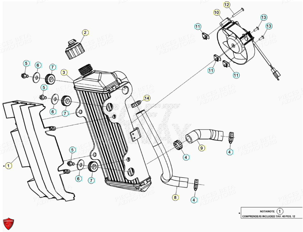 Radiateur BETA Pièces Beta ENDURO RR 125 4T LC - 2021-2022