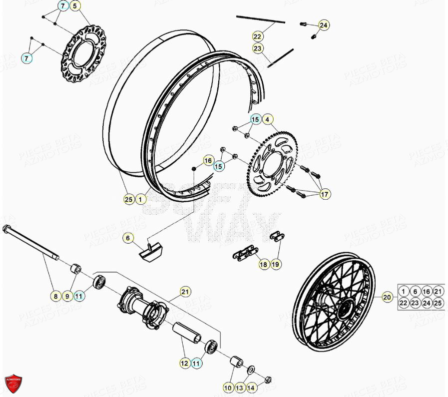 Roue Arriere BETA Pièces Beta ENDURO RR 125 4T LC - 2021-2022