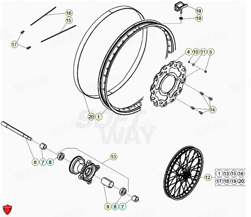 ROUE_AVANT BETA Pièces Beta ENDURO RR 125 4T LC - 2021-2022
(VIN ZD3EH1430M0100204 au ZD3EH143XM0101585)