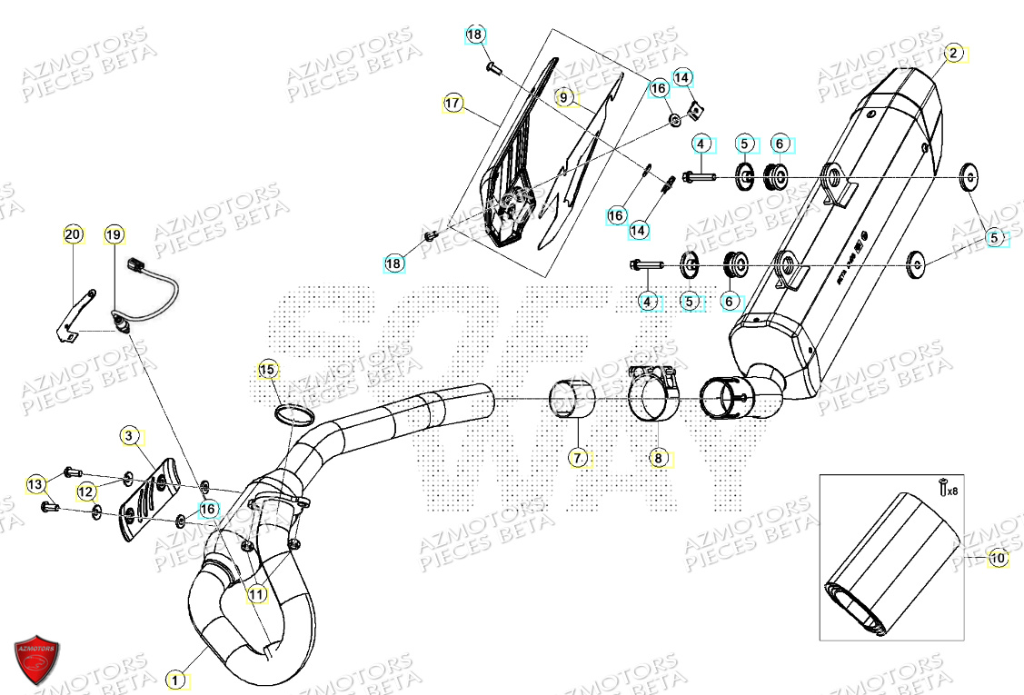 Echappement BETA Pièces Beta ENDURO RR 125 4T R 2024