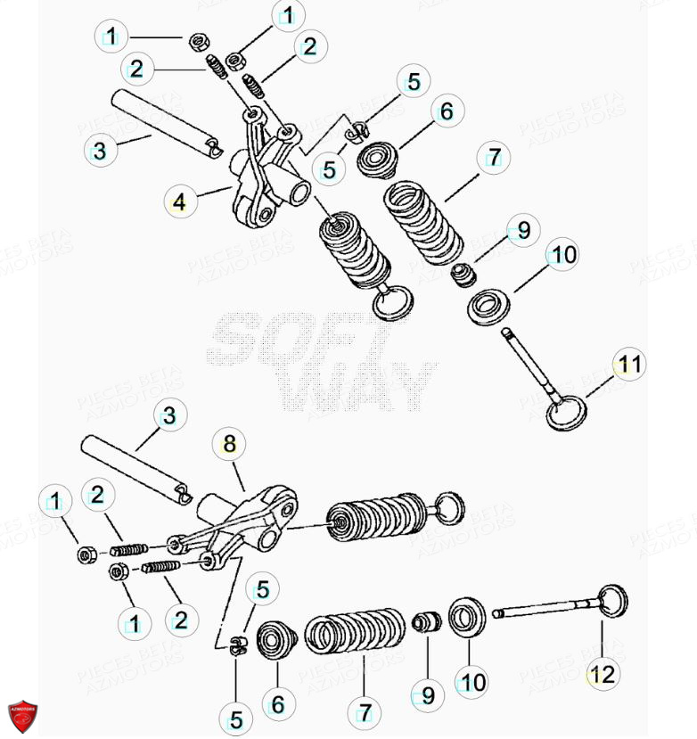 Cylindre Culasse Soupapes BETA Pièces Beta ENDURO RR 125 4T R LC - 2019
