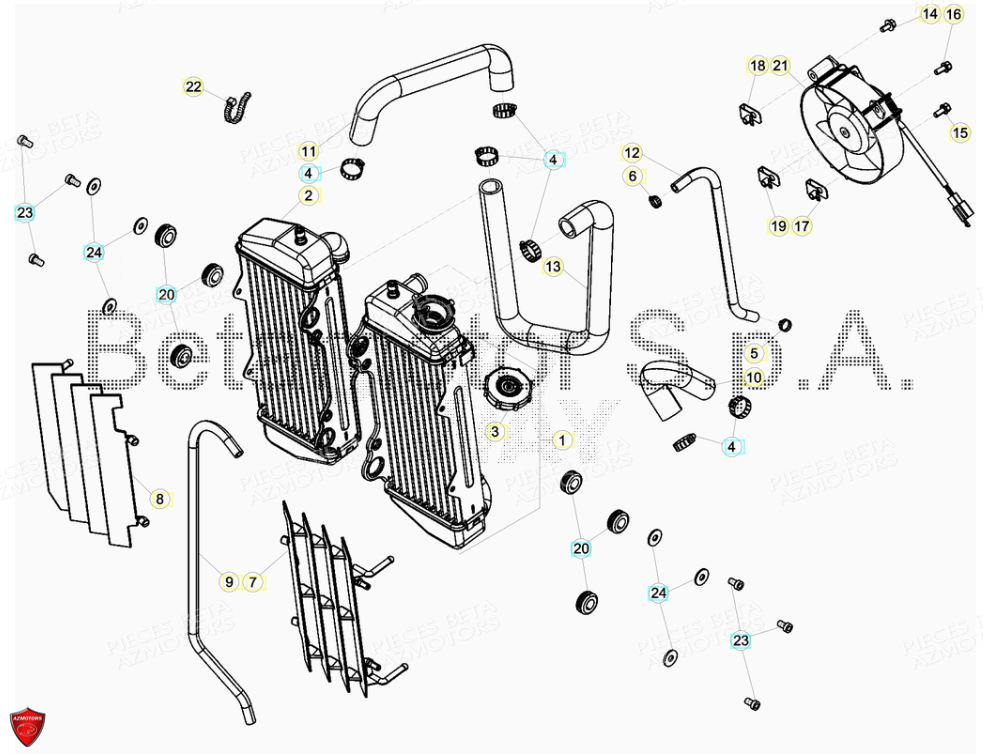 Radiateur BETA Pièces Beta ENDURO RR 125 4T R LC - 2019