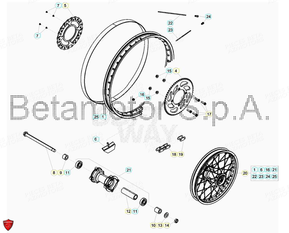 Roue Arriere BETA Pièces Beta ENDURO RR 125 4T R LC - 2019
