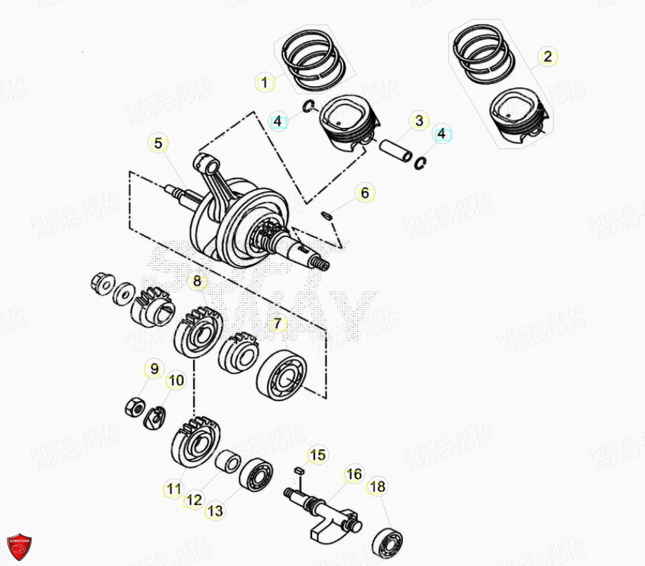 Vilebrequin Piston Contre Arbre BETA Pièces Beta ENDURO RR 125 4T R LC - 2019