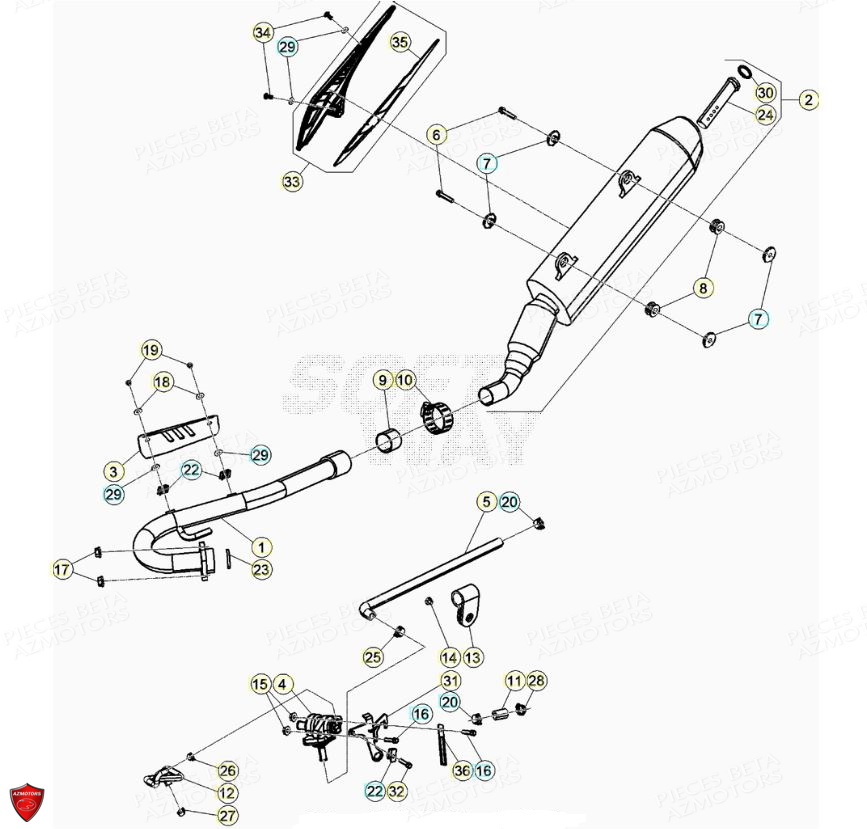Echappement BETA Pièces Beta ENDURO RR 125 4T R LC - 2020