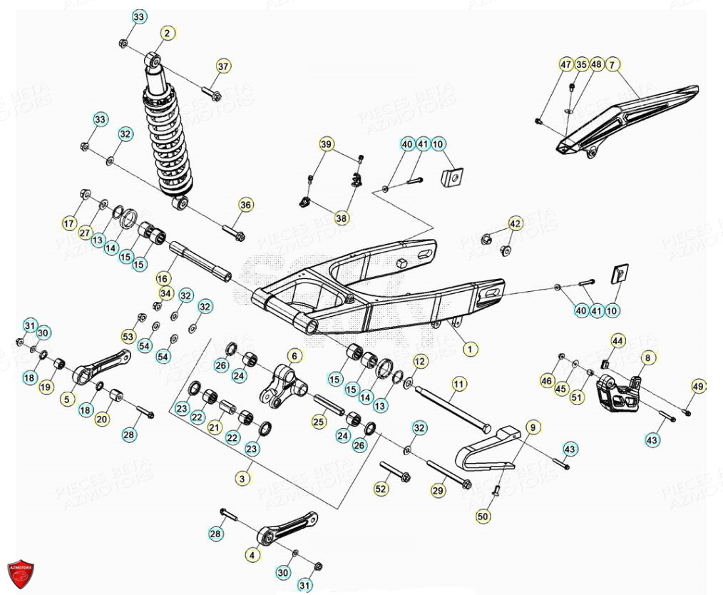 FOUCHE ARRIERE-SUSPENSION ARRIERE pour RR 125 4T R LC 2020