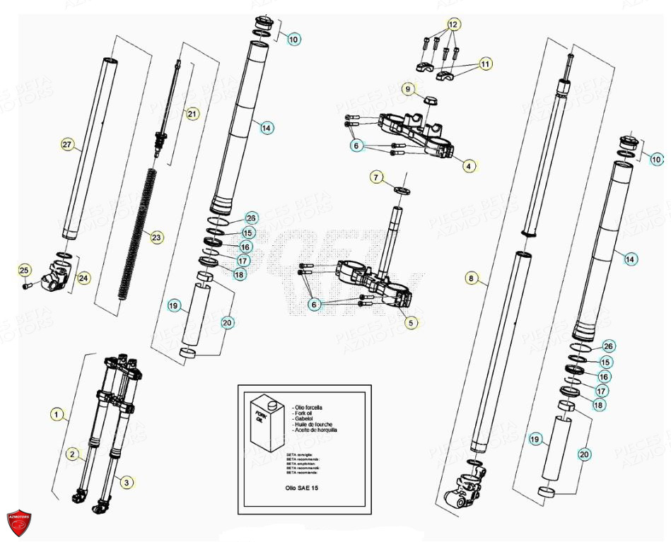 Fourche BETA Pièces Beta ENDURO RR 125 4T R LC - 2020