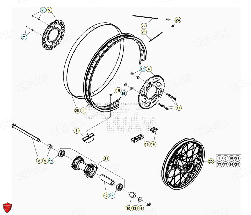 Roue Arriere BETA Pièces Beta ENDURO RR 125 4T R LC - 2020