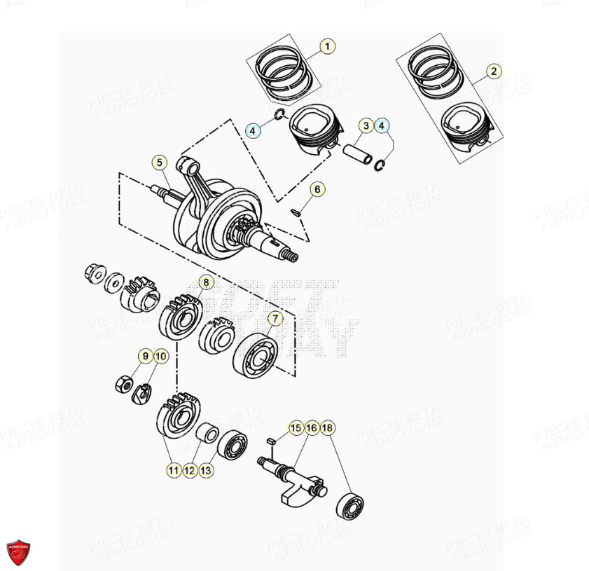 Vilebrequin Piston Contre Arbre BETA Pièces Beta ENDURO RR 125 4T R LC - 2020