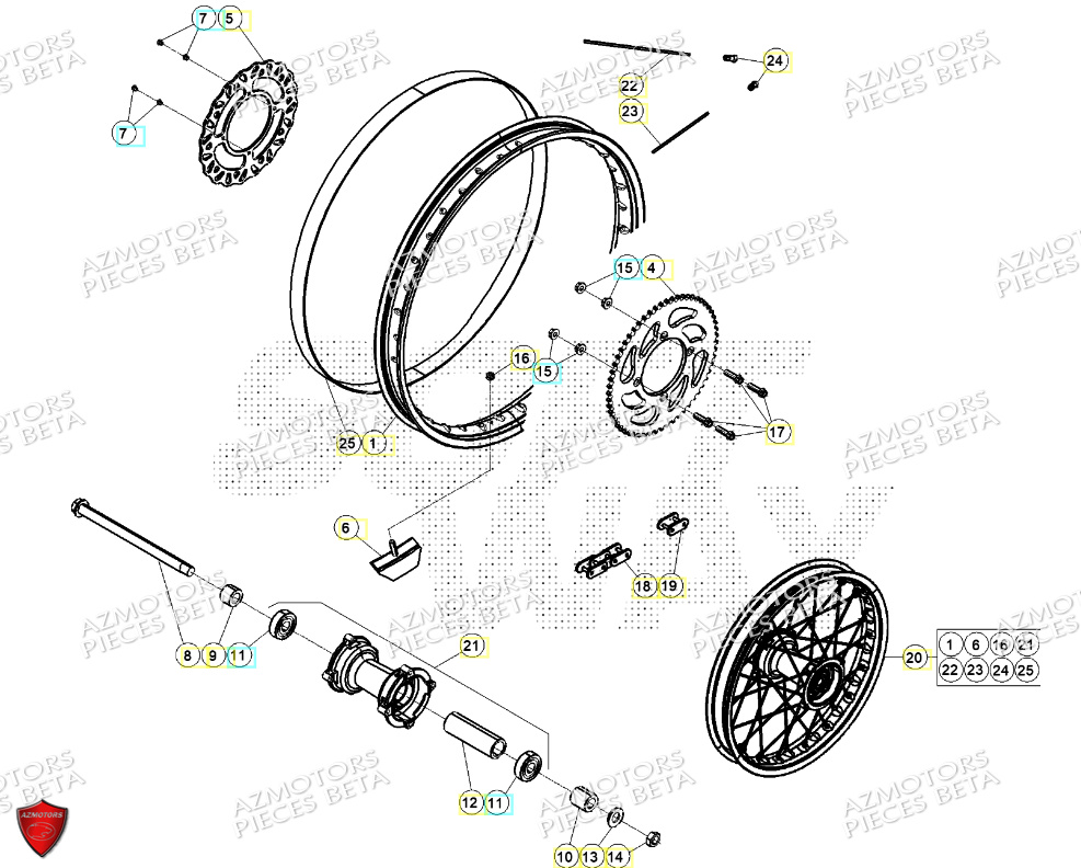 Roue Arriere BETA Pièces Beta ENDURO RR 125 4T T 2023
