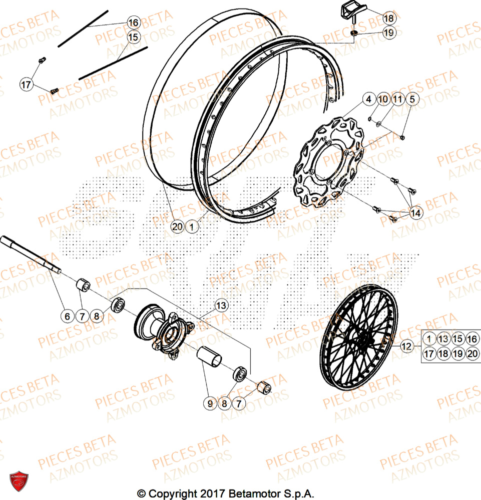 Roue Avant BETA Pièces Beta ENDURO RR 125 4T T X GREY 2024