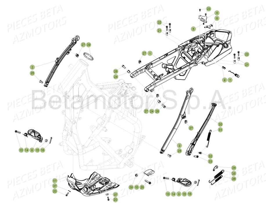 REPOSE-PIEDS BETA pour ACCESSOIRES DU CHASSIS de RR 125 RACING 2T 19