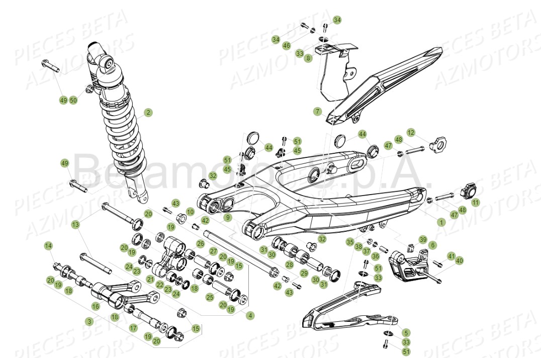 Amortisseur Bras Oscillant BETA Pièces RR 125 RACING 2T - 2019