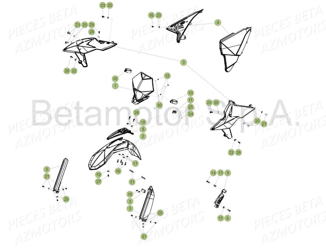 Carenages Avant BETA Pièces RR 125 RACING 2T - 2019