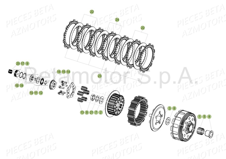 Embrayage BETA Pièces RR 125 RACING 2T - 2019