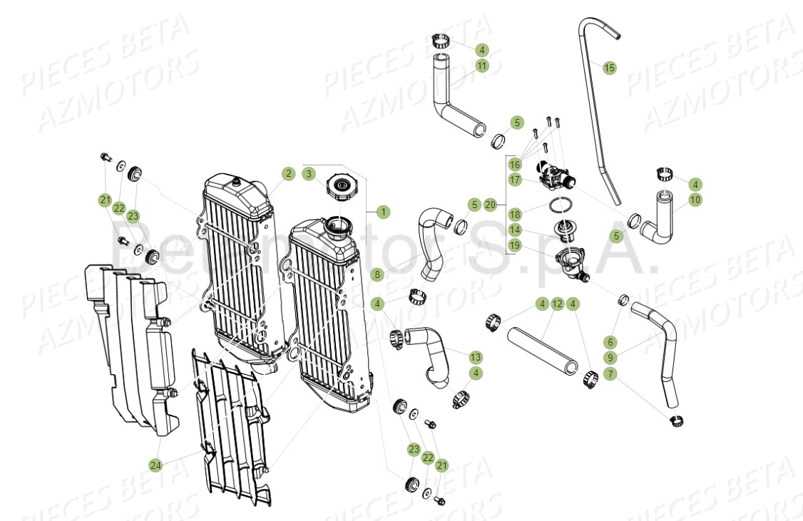 Radiateur BETA Pièces RR 125 RACING 2T - 2019