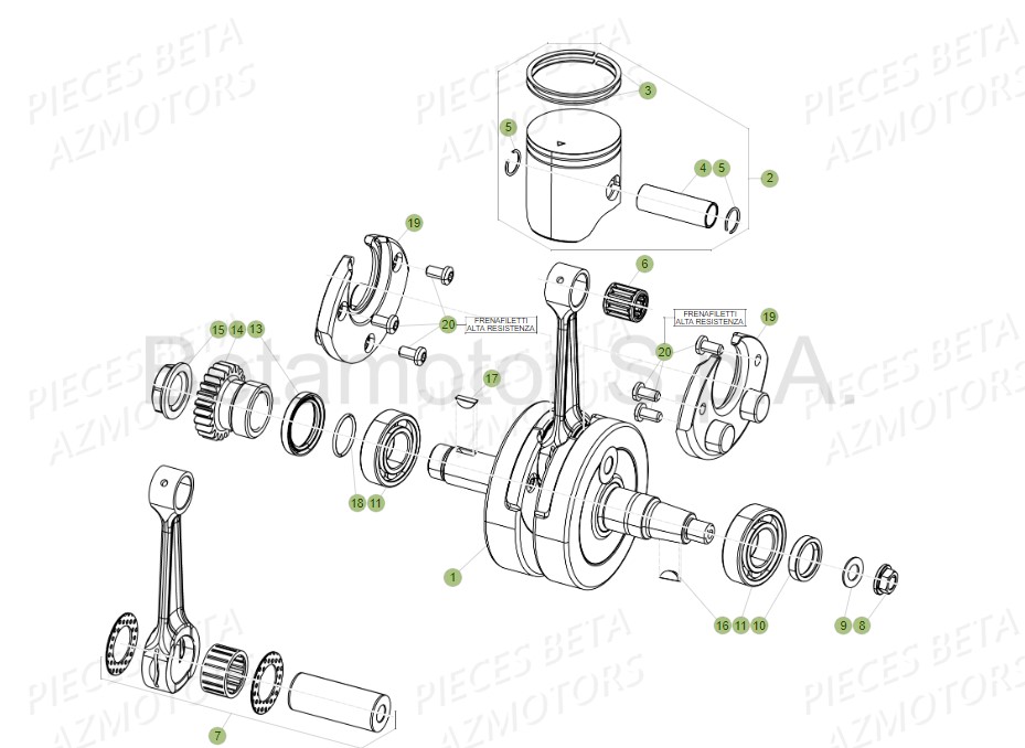 Vilebrequin Piston Contre Arbre BETA Pièces RR 125 RACING 2T - 2019