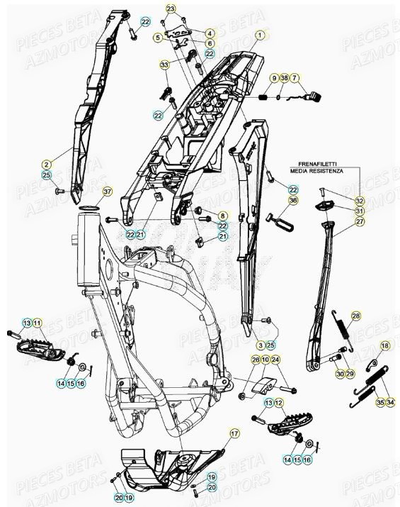Accessoires Du Chassis BETA Pièces RR 125 RACING 2T - 2020