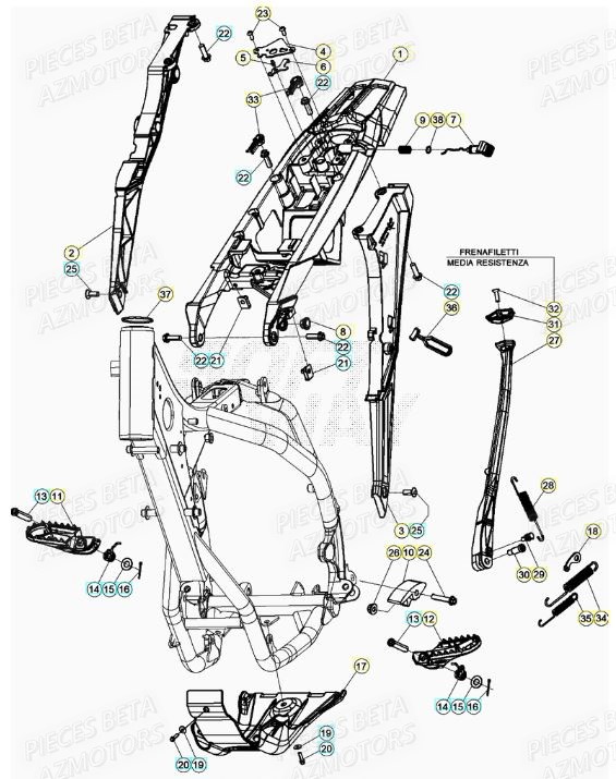 ACCESSOIRES DU CHASSIS BETA RR 125 RACING 2T 20