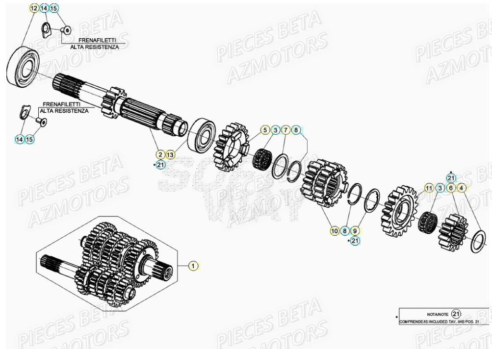 BOITE A VITESSES BETA RR 125 RACING 2T 20