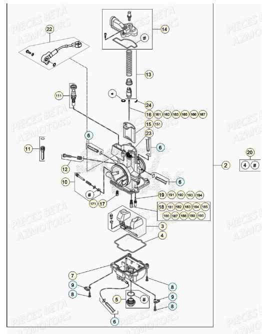 CARBURATEUR BETA RR 125 RACING 2T 20